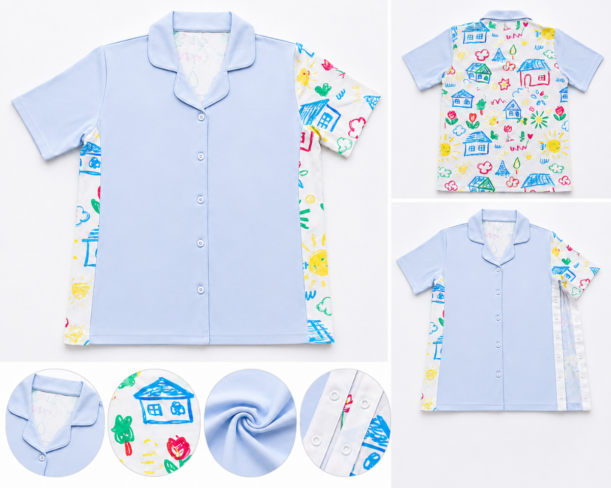 Unisex adaptive pyjama top